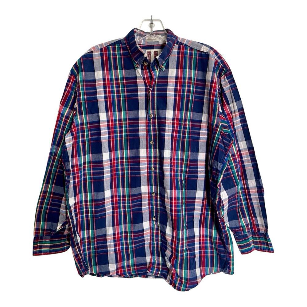 Vintage 90s Gant Sack Shirt M Medium Men Plaid Button Down Cotton Preppy Casual